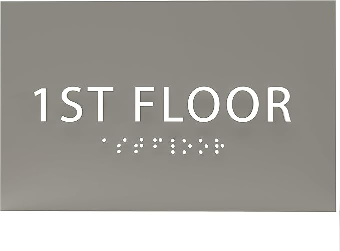 6" X4" 1st Floor Sign - ADA Compliant Tactile Graphics Grade 2 Braille Text Wall Sign| Directional Assistance, Floor Number Sign for Office, Schools, Hospitals, Apartments