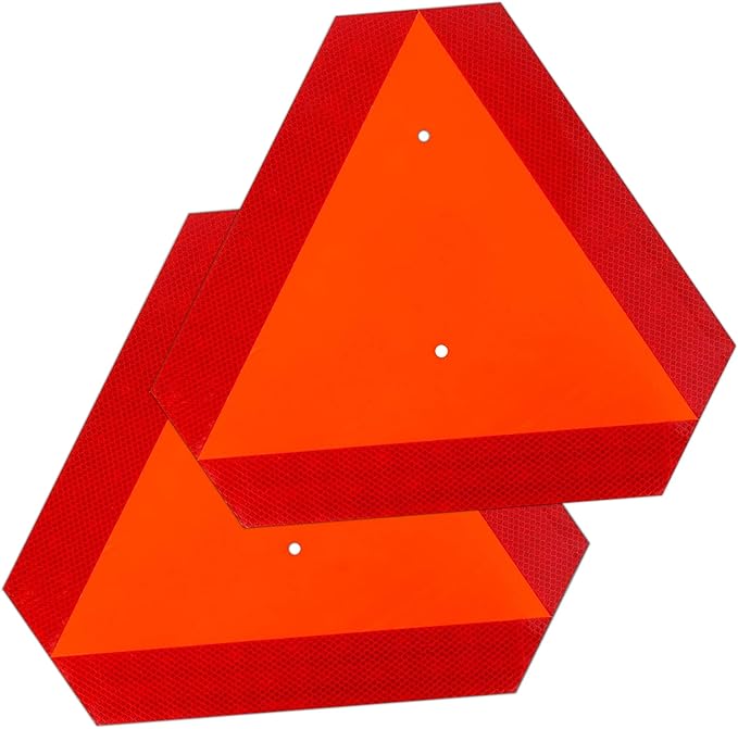 2PACK Reflective Slow Moving Vehicle Sign,Slow Moving Vehicle Triangle - 14"x16" 80 Mil thick Engineering Grade Plastic SMV Sign for Tractor,Golf Cart,Farm Equipment, UTV, Easy Installation
