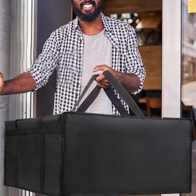 Musbus 24'x24'x14' Pizza Carrier Insulated Bags Large for Deliveries, Insulated Pizza Carrier Delivery Bag Food Bag for Personal and Professional Use, Black 4, 24W x 24D x 14H