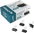 Binder Clips - 48 Mini Black Paper Clamps, 0.6 Inch, Holds 30 Pages, File Clip for Home, Office and School Supplies