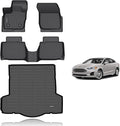 KELCSEECS® Floor Mats & Cargo Liner Custom for 2017 2018 2019 2020 Ford Fusion,All Weather Protection TPE Floor Liners Front & Rear Row Full Set Accessories Black