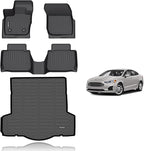 KELCSEECS® Floor Mats & Cargo Liner Custom for 2017 2018 2019 2020 Ford Fusion,All Weather Protection TPE Floor Liners Front & Rear Row Full Set Accessories Black