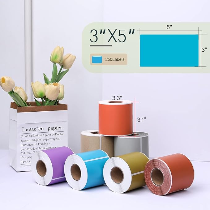 PARLAIM 5 X 3 inch Rectangle Inventory Labels Color Coding Stickers, 250PCS Permanent Sticker for Warehouse Moving Box Square Label (Teal)