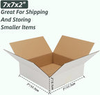 CRUGLA 7x7x2 White Shipping Boxes Set of 40, White Corrugated Cardboard Boxes for Small Business Shipping Mailing Packing