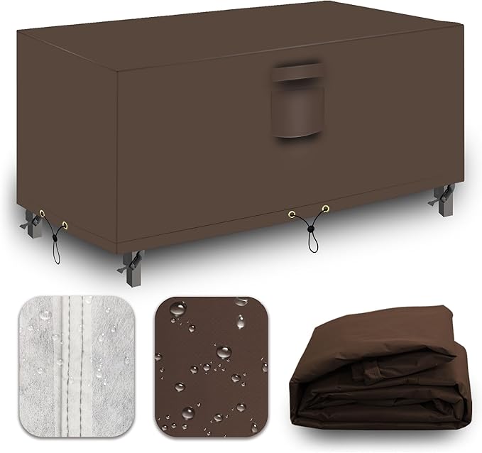 Heavy Duty Patio Furniture Covers Waterproof, 600D Outdoor Furniture Cover Waterproof for Sectional Sofa Couch, Outdoor Dining Table and Chair Set Covers 90''L x 64''W x 28''H, Brown