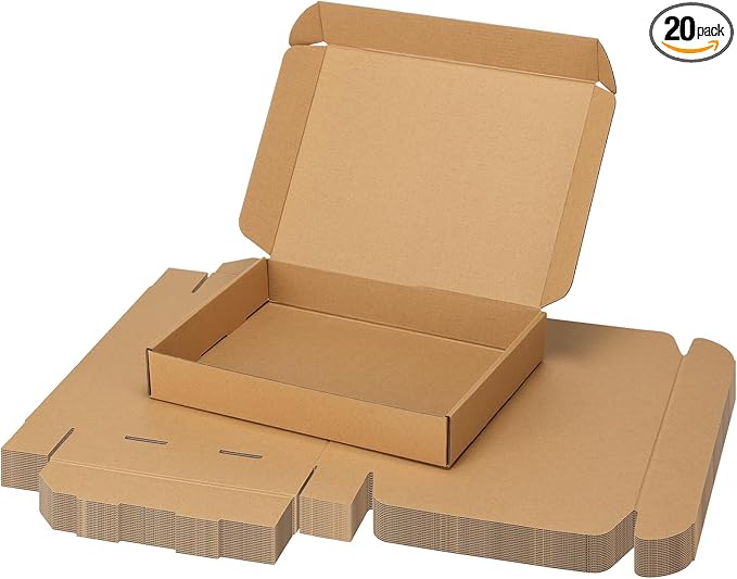 PHAREGE 12x9x2 Inch Shipping Boxes 20 Pack Brown, Tab Lock Tuck Top Mailer Boxes for Packaging Small Business, Cardboard Gift Boxes for Wrapping Mailing Present