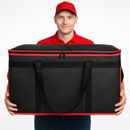 Bodaon Insulated Food Delivery Bag for Hot and Cold Meal, XXX-Large Grocery Tote Insulation Bag for Catering/Drivers, Pizza Warmer, Grocery Bags, Cooler Bag, food warmers for parties (Black-Red, 1Pk)