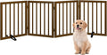 Dog Gate, Bamboo Free Standing Dog Gates for Doorways, Foldable Dog Gate Indoor, Pet Gates for Doorways Bedroom, Puppy Gate with Metal Support Feet, Room Divider 4 Panels (walnut)