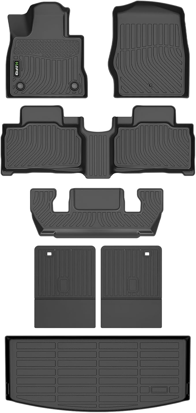 Floor Mats & Cargo Liner for 2020-2025 Ford Explorer 6-Seat with Backrest Mat, All Weather Automotive Floor Liners Custom Fit Full Set Accessories-Black