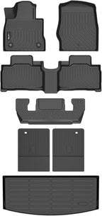 Floor Mats & Cargo Liner for 2020-2025 Ford Explorer 6-Seat with Backrest Mat, All Weather Automotive Floor Liners Custom Fit Full Set Accessories-Black