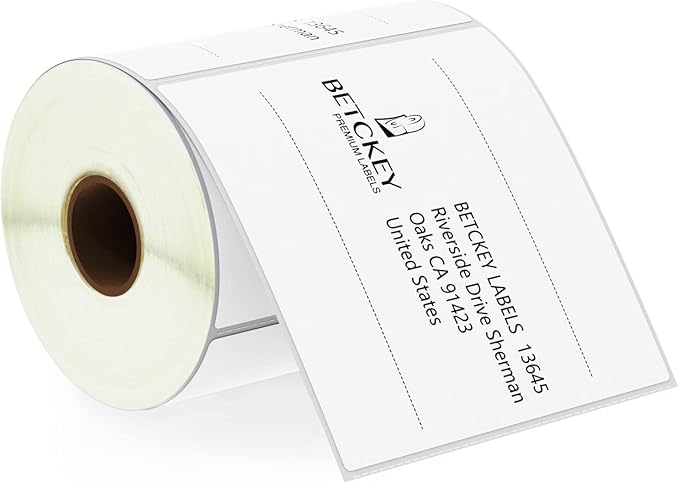 BETCKEY - 4" x 4" (102 mm x 102 mm) Shipping & Large Square Labels Compatible with Zebra & Rollo Label Printer,Premium Adhesive & Perforated [1 Rolls, 350 Labels]
