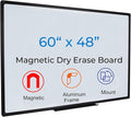 Large Magnetic White Board 60" x 48" Wall Mount Dry Erase Board with Pen Tray for Home Office Classroom Usage, Black Aluminum Frame