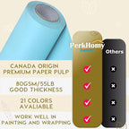 PerkHomy 36" x 1,440" (120') Light Blue Kraft Paper Roll for Craft Bulletin Board Paper Art Table Covering Crafting Gift Wrapping Bouquet Packing Parcel 80GSM 55LB (Light Blue, 36" x 120')