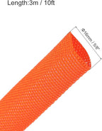 MECCANIXITY Braided Cable Sleeves Heat Shrinkable Fabric Sleeving, 5/8" 10ft Orange 2:1 Ratio Heat Shrinkable Cord Protector for Harness Cable, Network Cable Protection, Cable Management