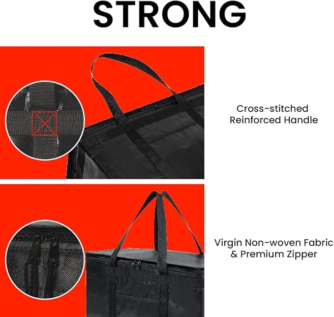NZ home Durable XXL PRO Insulated Cooler Bag and Food Warmer for Delivery & Grocery Shopping with Zippered Top, Red Commercial Grade (1 Pack)