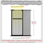 Lumizone Extra Tall Pet Gate 55.12" High Pressure Mounted 46.65"-50.78" Extra Wide (9 Sizes) 1.37" Gap for Cat Dog Stairs Doorway Hallway No Drilling Auto-Close (46.65"-50.78" W, Black)