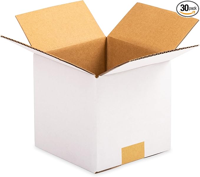 5x5x5 inch White Shipping Boxes, Corrugated Cardboard Small Boxes for Business Mailing, Packing, Moving, Storage, 30 Pack