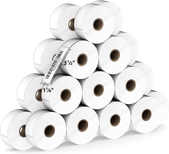 Compatible Direct Thermal Labels Replacement for Dymo 30252 (1-1/8" x 3-1/2") 24 Rolls Return Address & Barcode Labels - Use with Labelwriter 450, 450 Turbo, 4XL Printers - 350 Labels/Roll