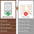 3 Panels Full Metal Freestanding Dog Gates, 60” W x 32” H Folding Pet Gate Fence with Support Feet for Indoor,Stairs, Hallways and Doorways(Black)