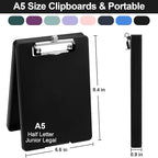 Small Clipboard with Storage, A5 Clipboards with Pen Holder, Half Letter Clip Boards 6x9 Mini Plastic Clipboard with Low Profile Clip for Classroom, School, Office Supplies (Black)