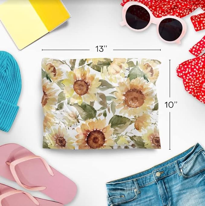 10x13 Poly Mailers – Sunflowers – Waterproof, Tear-Resistant Shipping Bags with Adhesive Seal – 100 Pack – Package Mint