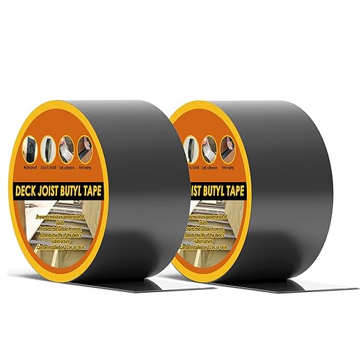Joist Tape 3" x 50', 2pack Self-Adhesive Deck Joist Flashing Tape for Hardwood, Thermal Wood, PVC, Pressure Treated, and Composite Decking