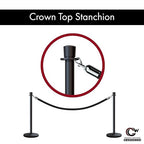 Montour Line Cline Post and Rope Stanchion Set - Black with Sloped Base and Crown Top - Includes (2) Posts