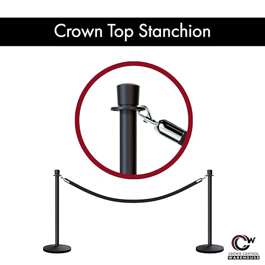 Montour Line Cline Post and Rope Stanchion, Sloped Base, (Polished Stainless Steel Post, Crown Top)