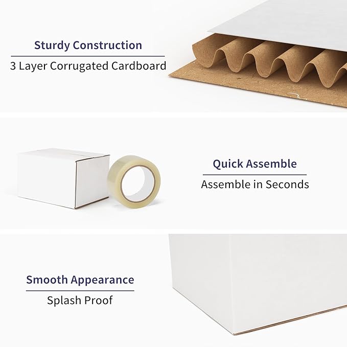 Shipping Boxes 5X4X3 Set of 40, White Corrugated Cardboard Box for Mailing Business Packaging