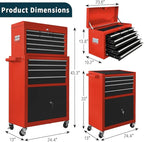 13-Drawer Rolling Tool Chest with Double Door, Extra Large Storage Cabinets with Tool Box, 2-in-1 Detachable Design, 600 lbs Capacity with Lockable Wheels for Garage, Mechanic & Home Use (Red＆Black)