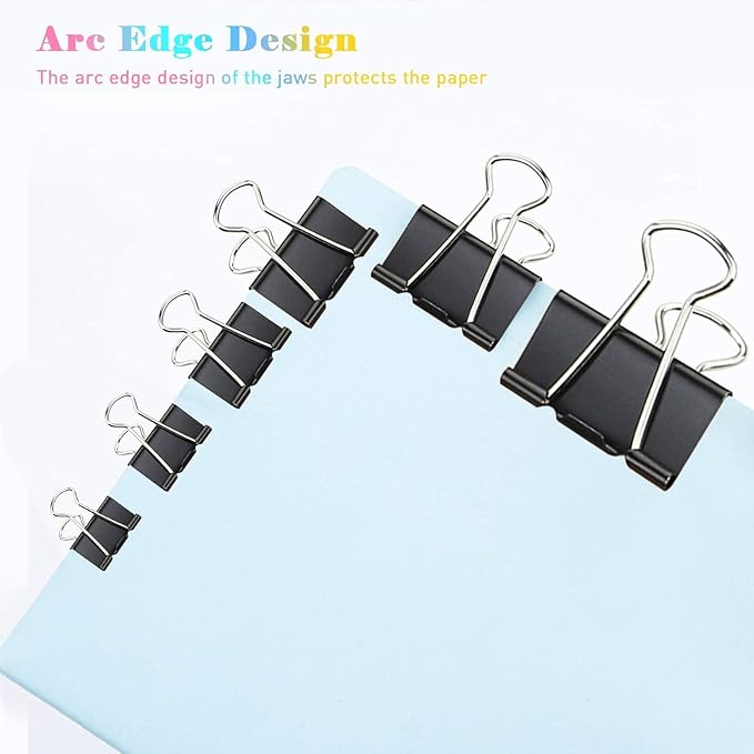 Black Binder Clips, 72 Pack, Non-Standard 41mm, 1.6 Inch, Large Clips, Capacity 0.66 Inch, Paper Clips, Office Clips, Office and School Supplies