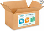 Medium Moving & Shipping Boxes 16x10x8 inches (10-Pack) - Extra Strength 200 lb vs Regular - Corrugated Cardboard Boxes Moving - Medium Moving Box for USPS, FedEx - Carton Box by IDL Packaging
