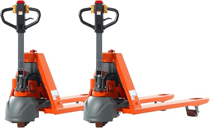 Tory Carrier Classic Electric Power Lithium Battery Pallet Truck/Jack 3300lb Capacity 48" x27" Fork Length Used in Indoor Storage and Handling-Orange Style 2PC
