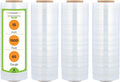 PSBM Stretch Wrap, 4 Pack, 15 Inch x 1500 Feet, 65 Gauge, Clear Plastic Cling, Cast Hand Stretch Film Rolls for Packaging Moving Packing Pallets