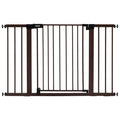BABELIO Baby Gate with Black Wood Pattern, 29-48 Inch Auto Close Dog Gate PressGuard P7 for The House, Stairs and Doorways, Pressure Mounted Pet Gate with Door and Y Spindle Rods