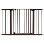 BABELIO Baby Gate with Black Wood Pattern, 29-48 Inch Auto Close Dog Gate PressGuard P7 for The House, Stairs and Doorways, Pressure Mounted Pet Gate with Door and Y Spindle Rods
