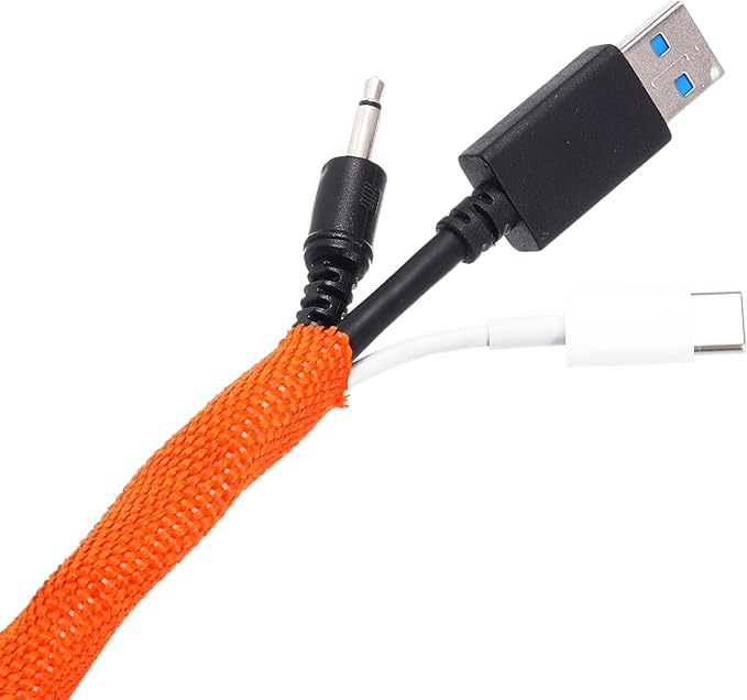 MECCANIXITY Braided Cable Sleeves Heat Shrinkable Fabric Sleeving, 5/8" 60ft Orange 2:1 Ratio Heat Shrinkable Cord Protector for Harness Cable, Network Cable Protection, Cable Management