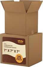 The Boxery Cube 7 x 7 x 7-inch Corrugated Cardboard Boxes, Small | Pack of 25 for Shipping, Moving, and Storage, Curbside Recyclable, Strong Wholesale Bulk Boxes