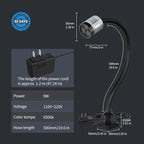 Flexible Work Light, Led Machine Light, Led Flexible Gooseneck Light 900 Lumens with 20inch Flexible Gooseneck 120 Volt for Lathe Workbench Bandsaw and Machine Tool