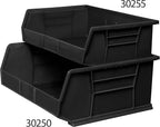 Akro-Mils 30255 AkroBins Plastic Storage Bins, Space-Saving Stackable Bins for Garage, Pantry, Craft Organization, 11-" x 16-" x 5-", Black, 6-Pack