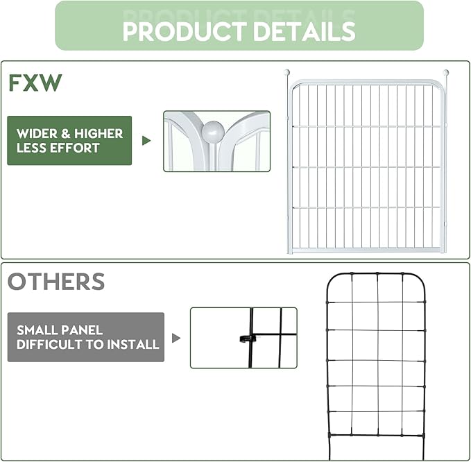 ZXMOTO Decorative White Garden Fence 24 Pack for Pets Dogs 32in (H) x 55ft (L),Metal Wire Fencing Border Animal Barrier,Flower Bed Border for Landscape Patio Yard Outdoor, White