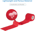 12Pcs 2”x 5 Yards Self Adhesive Bandage Wrap Elastic Bandage Wrap Self Adherent Cohesive Wrap Bandages for Wrist Ankle Vet Tape for Dogs Athletic Swelling Sprains Tape Grip Cover (Red)