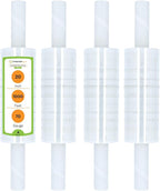 PSBM 4 Rolls 20 Inch x 1000 Feet 70 Gauge Stretch Wrap with Handles, Industrial Strength Heavy Duty Clear Shrink Wrap for Shipping, Packaging, Moving, Bundling or Storage