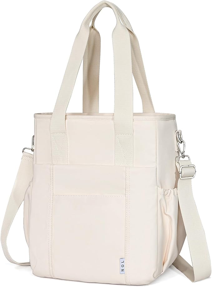 NOL Insulated Lunch Bag for Women, Large Spacious Lunch Tote Bag With Removable Adjustable Shoulder Strap with Multi Pockets,Leakproof Cooler Bag,Lightweight Nylon Waterproof Lunch Box For Work,Cream