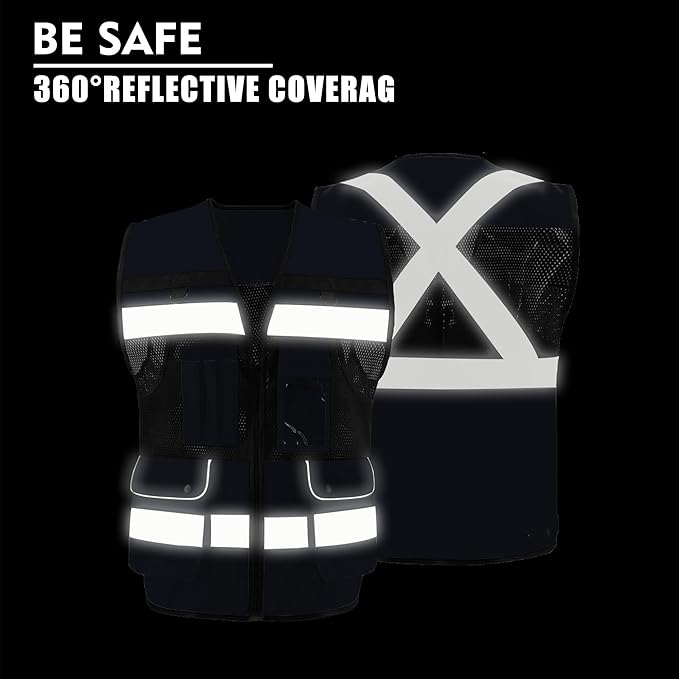 Safety Vest High Visibility Reflective Construction Vest for Men Women