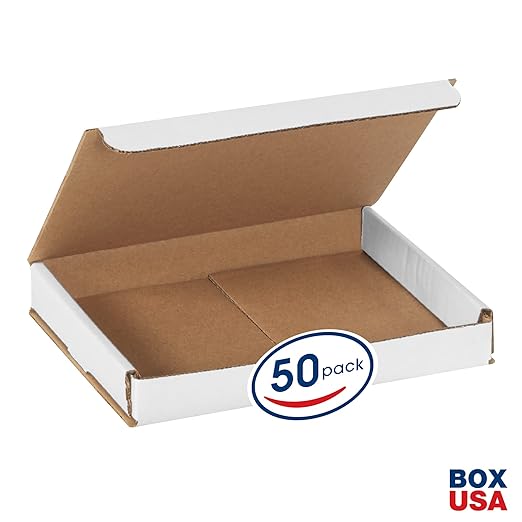 Box USA BM861 8"L x 6"W x 1"H, White (Pack of 50)