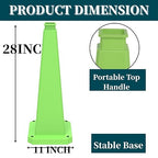 BESEA 3 Pack 28" Bright Green Traffic Safety Cones with Weighted Base, High-Visibility Parking Cones for Driveways, Business Parking Lots, Garages, Indoor/Outdoor Use