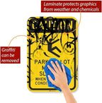 SmartSign 18 x 12 inch “Caution - Parking Lot May Be Slippery When Icy Or Wet Conditions Exist” Metal Sign, 63 mil Aluminum, 3M Laminated Diamond Grade Reflective Material, Black and Yellow, USA-Made