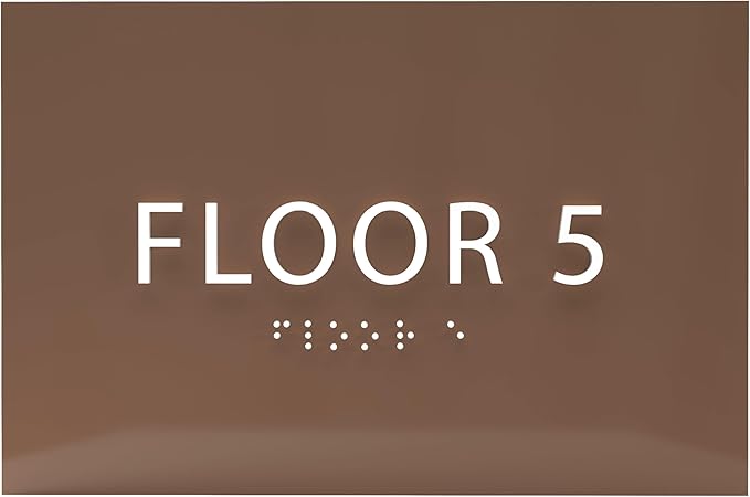6" X4" Floor 5 Sign - ADA Compliant Tactile Graphics Grade 2 Braille Text | Wall Mount Plastic Directional Assistance, Floor Number Sign for Office, Schools, Hospitals, Apartments