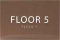 6" X4" Floor 5 Sign - ADA Compliant Tactile Graphics Grade 2 Braille Text | Wall Mount Plastic Directional Assistance, Floor Number Sign for Office, Schools, Hospitals, Apartments